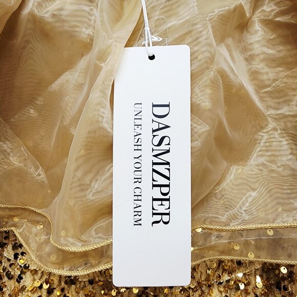 Gold Sequin Off-Shoulder Evening Womens Size 2XL By Dasmzper - Picture 3 of 9